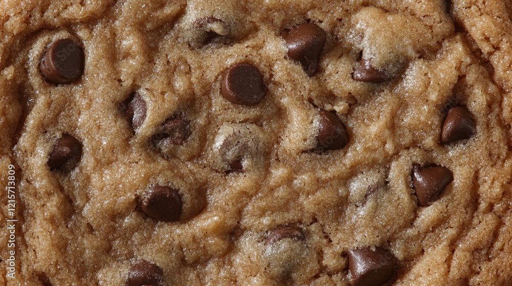 Aufkleber close-up view of a chocolate chip cookie with visible chocolate chips and a textured surface copy sp