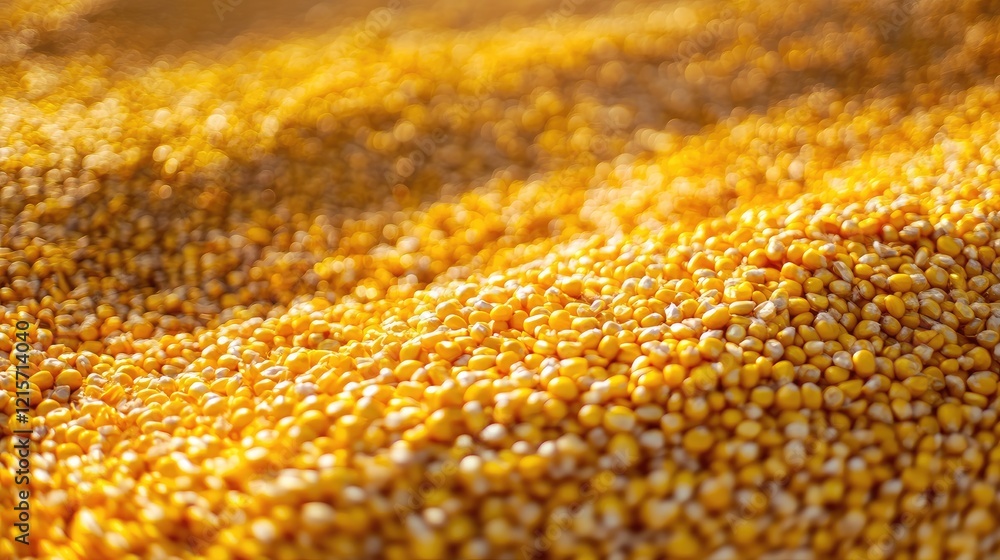 Poster corn grain texture background in farm field with golden kernels and ample space for text placement i