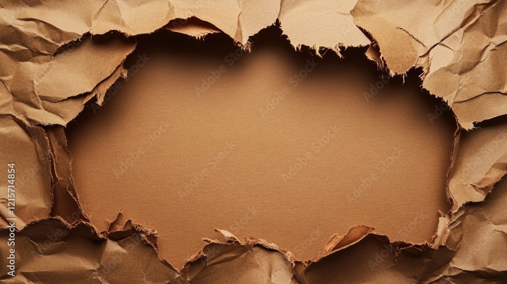 Poster torn brown paper background with jagged edges and copy space for text or design placement