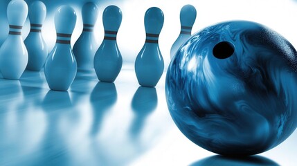  bowling ball, rolling toward bowling pins, blurry motion