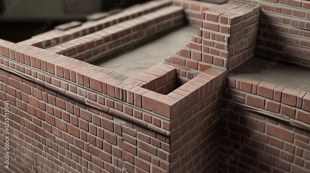 Poster detailed close-up of red brick wall texture and structure with copy space for architectural design o