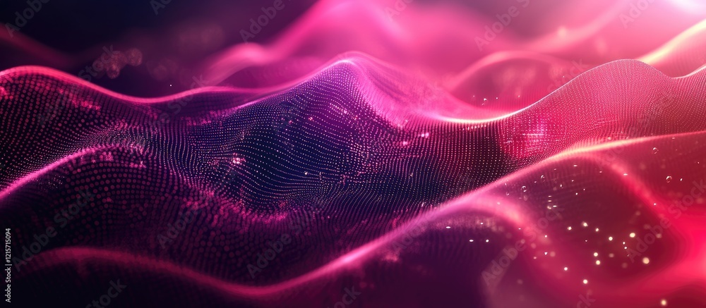 Aufkleber abstract network data waves with particle effects and retro aesthetic for technology and medical inf