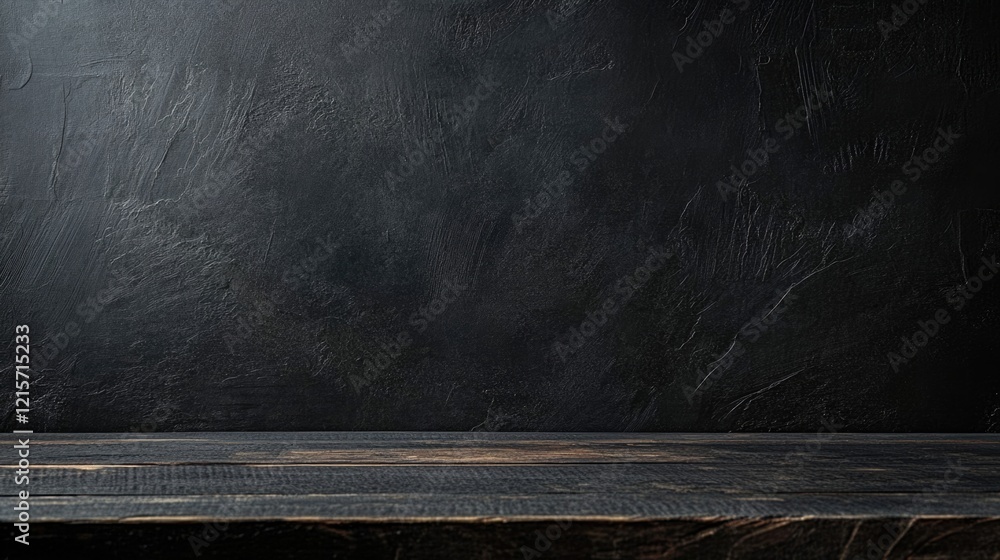 Poster dark textured background with wooden tabletop and ample copy space for text placement
