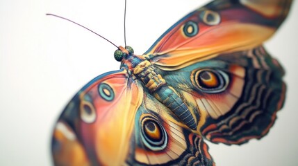 Genetically modified butterfly close up displaying vivid colors and intricate patterns emphasizing biotechnological advancements in nature.