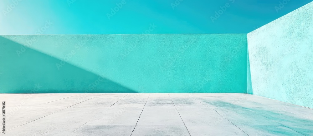 Poster textured white and turquoise cement concrete wall with mint duotone gradient effect in a spacious pa