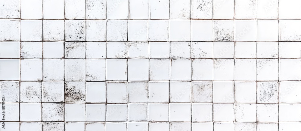 Aufkleber top view of white textured ceramic tile wall background with empty space for text featuring subtle g