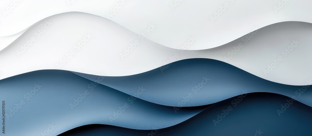 Poster textured white and blue wave paper background with deep blue shades and subtle shadows ideal for cop