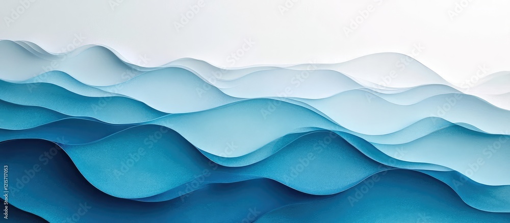 Poster textured white paper waves in deep blue shades with subtle shadows creating a serene background idea