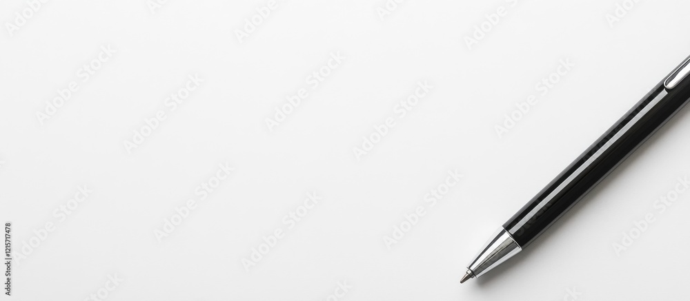 Poster black pen on empty white paper background with copy space for text or design elements