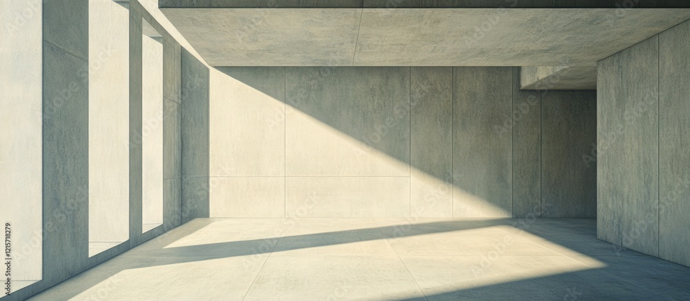 Poster empty interior space with concrete walls and sharp shadows in natural light showcasing architectural