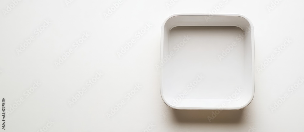 Aufkleber minimalist white square baking pan presented on a clean white surface with ample negative space for 