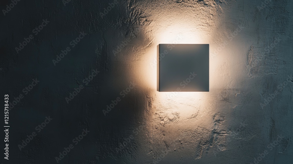 Poster textured wall illuminated by square light source creating a soft contrast between illuminated and sh