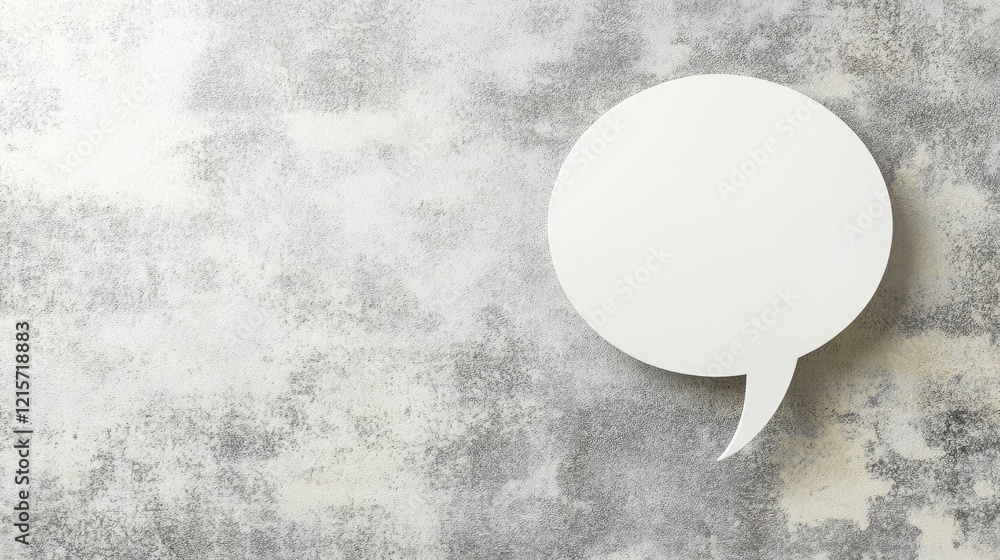 Poster minimalist white speech bubble on textured gray background for communication and copy space design c