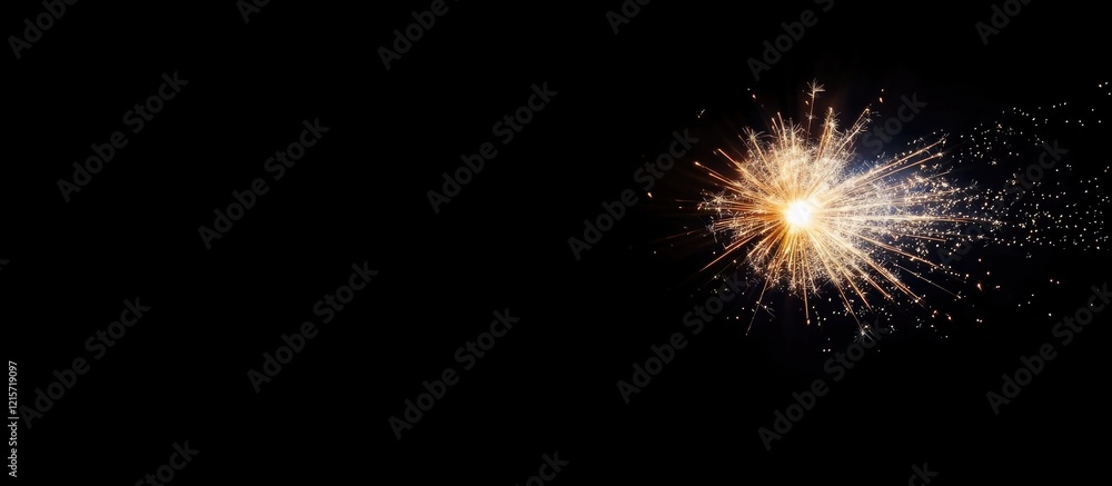 Aufkleber sparkler emitting bright sparks on a dark background with copy space for text placement