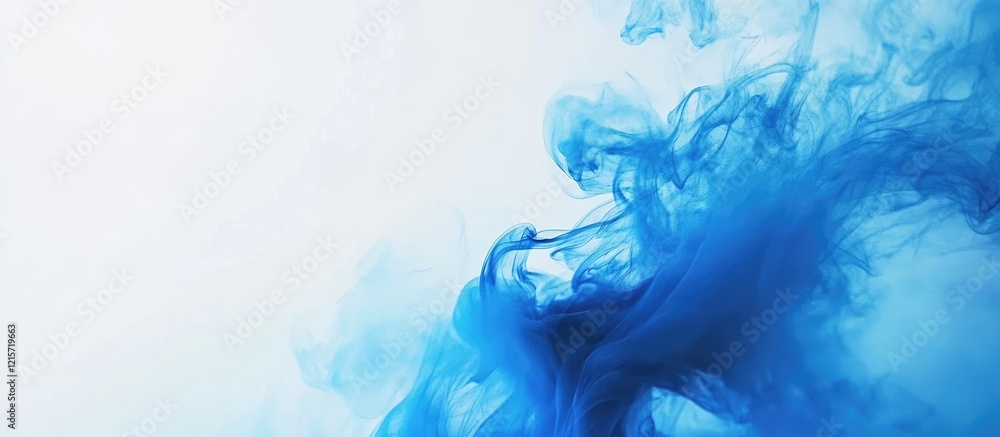 Aufkleber blue ink or paint swirling in water with soft gradients and light background ideal for abstract comp