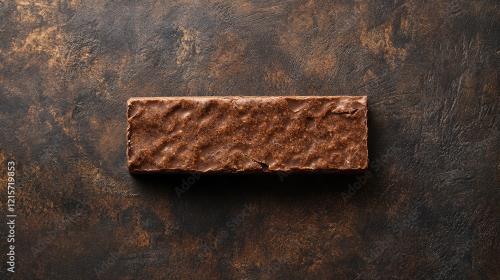Poster chocolate bar on textured dark background with copy space for text or branding