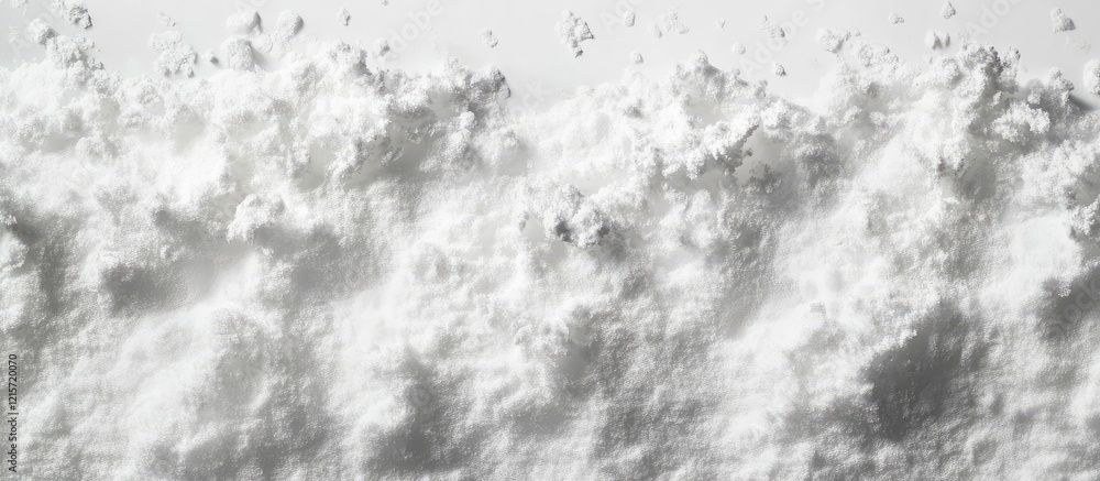 Poster textured white snow surface on transparent background with soft shadows and space for text, inviting