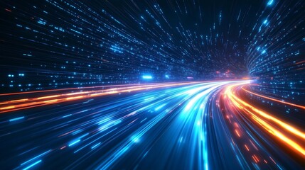 Fototapeta premium Dynamic Light Trails Representing Speed and Motion at Night