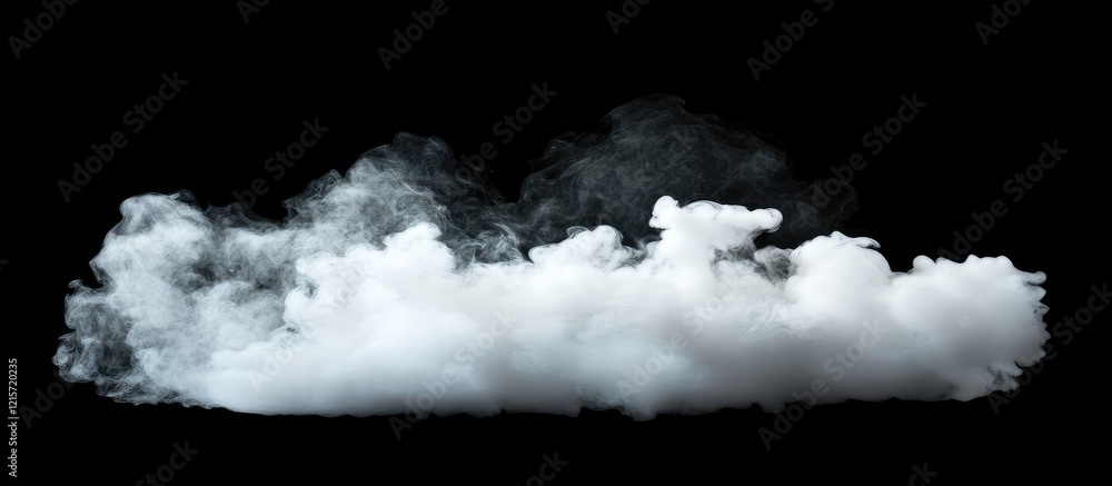 Poster dense white smoke swirling on a deep black background creating a dramatic texture with ample empty s