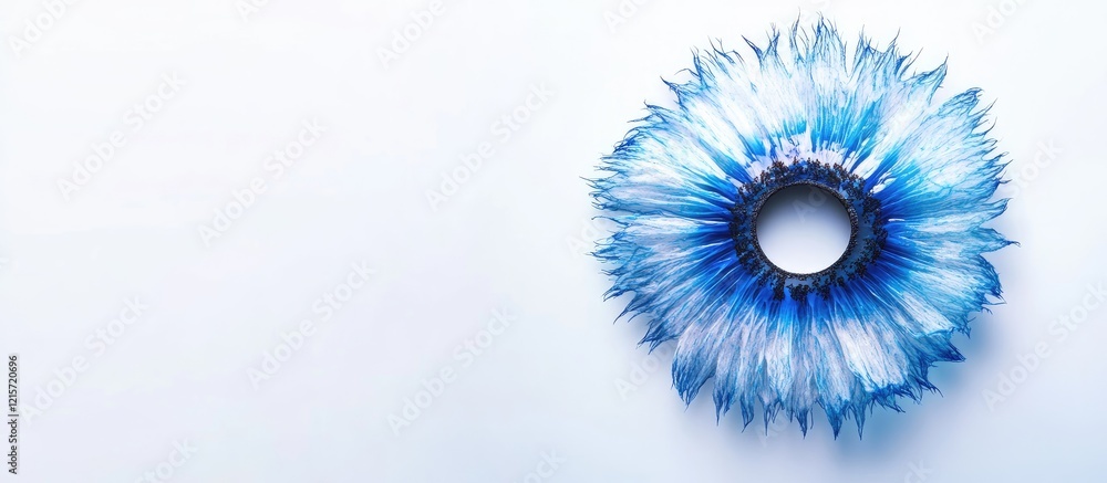 Fototapete blue circular abstract pattern with intricate design and copy space for text placement on a light ba