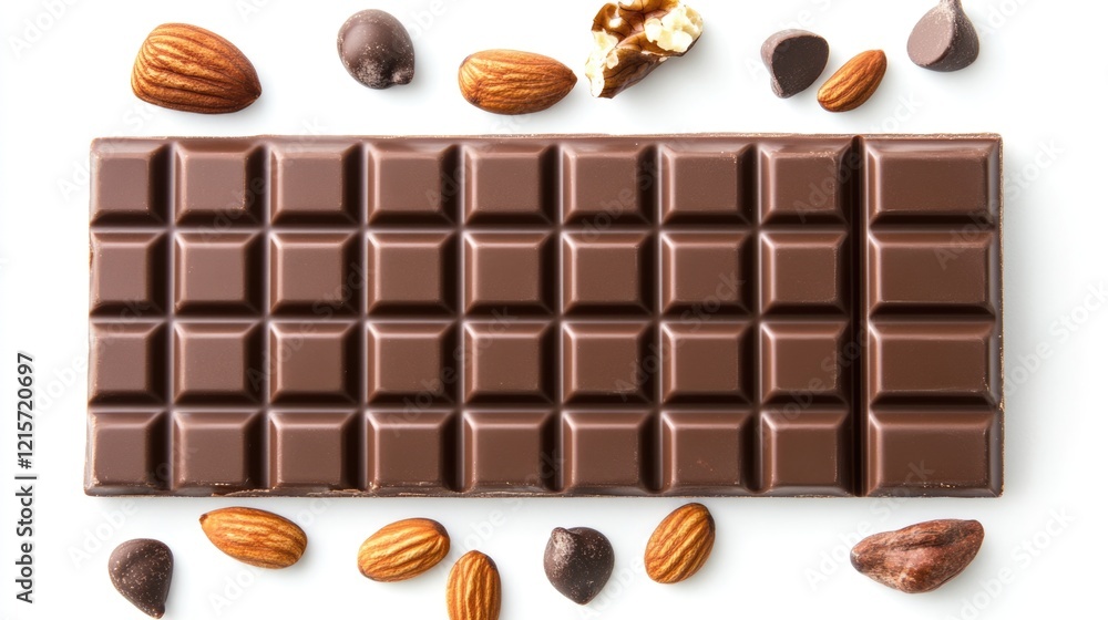 Aufkleber chocolate bar with assorted nuts on a white background copy space
