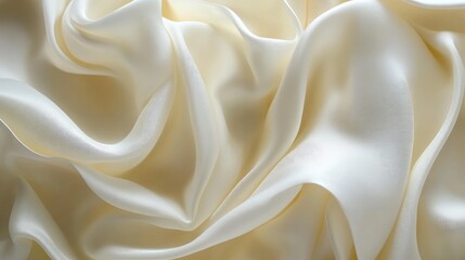 Obraz premium Elegant white silk satin fabric with soft folds showcasing texture and smoothness for luxury textile design and background applications