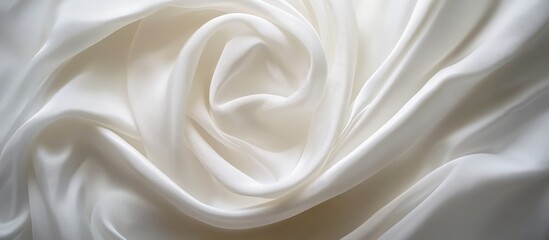 Obraz premium Elegant white satin fabric draping in soft waves creating a luxurious texture background ideal for product display or fashion design use.