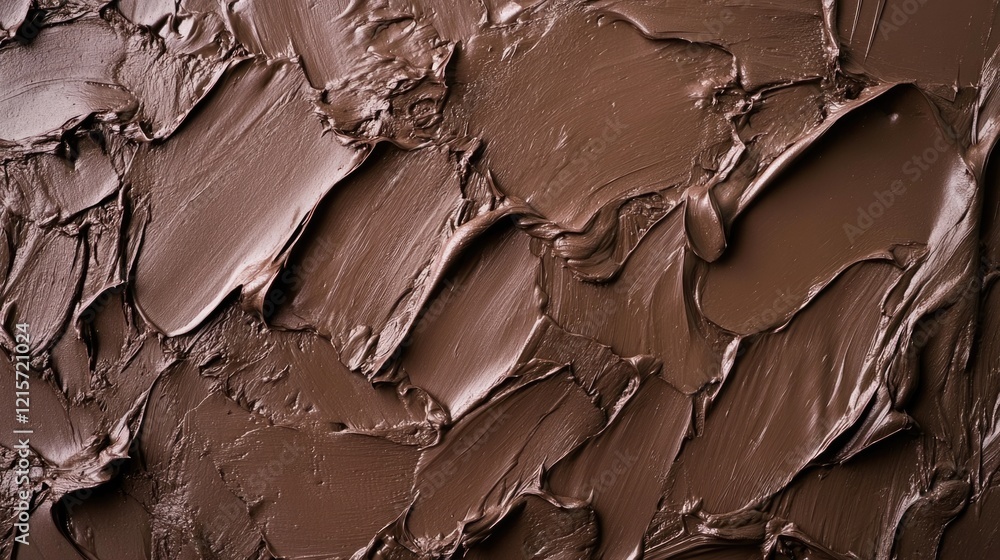 Poster brown chocolate spread texture background with smooth and uneven layers copy space