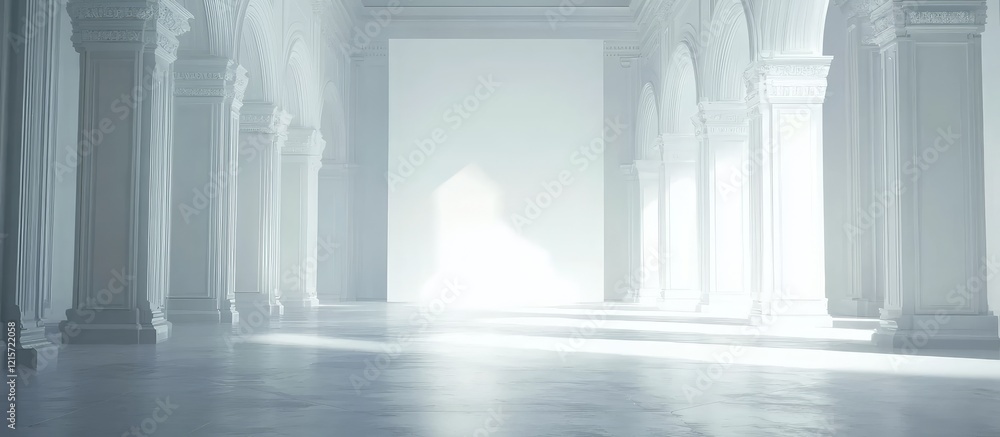Poster elegant white poster mockup featuring a blank frame and ample space for text in a luminous architect