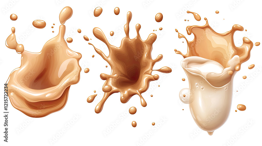 Poster milk splashes captured in dynamic action sequence generative ai