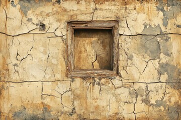 Cracked Wall Texture with Recessed Wooden Frame