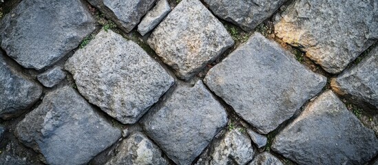 Obraz premium Abstract perspective of converging stone walls creating a unique geometric pattern suitable for background or artistic design purposes