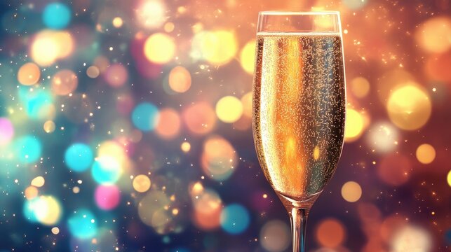 Wine glass in festive bokeh background celebrating joyous moments and social gatherings perfect for party drink concepts and festive occasions