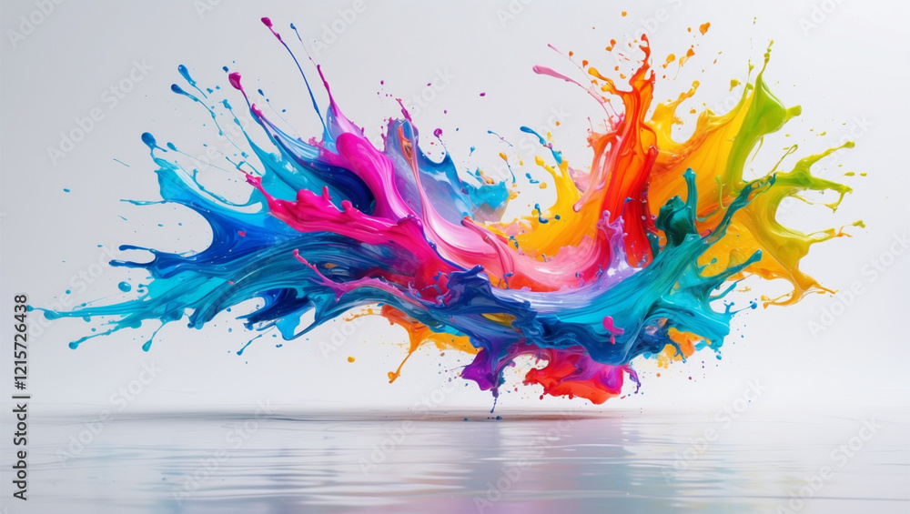Poster vibrant explosion of color in a dynamic paint splash abstract artwork on white background
