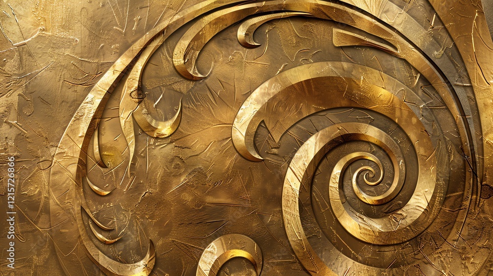 Poster golden metallic background with a spiral pattern.