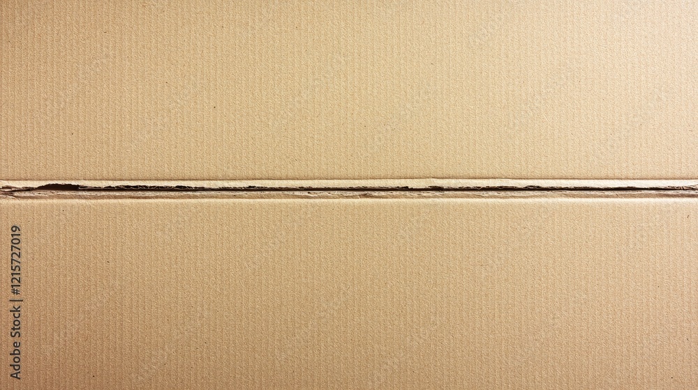 Poster textured corrugated cardboard surface in soft beige color with folded lines ideal for packaging desi
