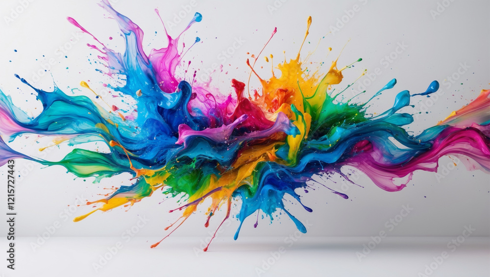 Poster colorful paint splashes with dynamic movement in a swirling abstract design