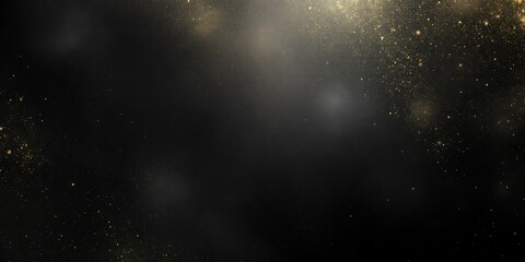 Obraz premium Golden dust particles floating, dark background, bokeh lights, celebratory design