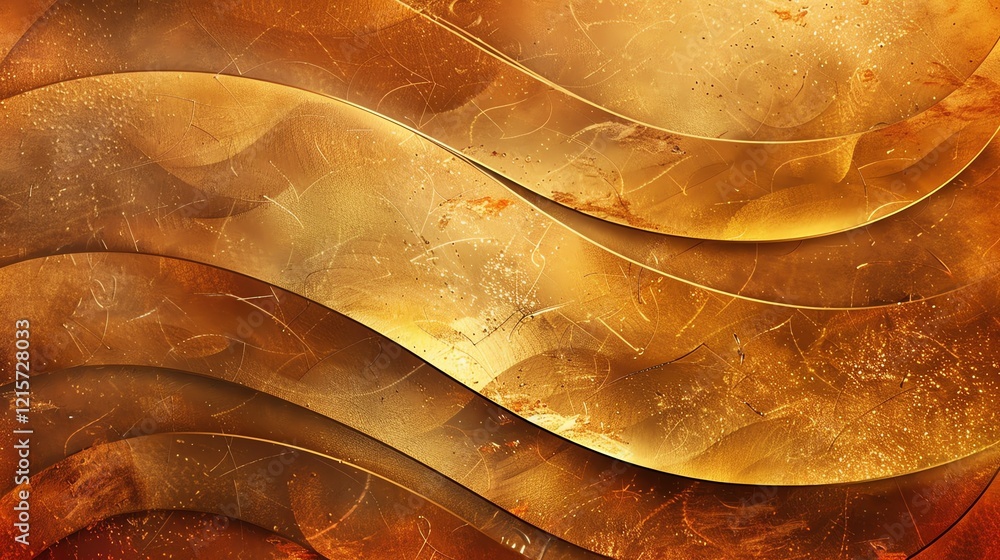 Aufkleber golden waves. abstract background with smooth and curved lines. 3d rendering.