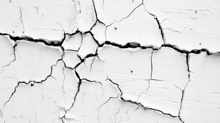 Fototapeta premium Cracked White Wooden Surface Texture with Distressed Details and Subtle Shadows, Ideal for Background and Abstract Conceptual Design