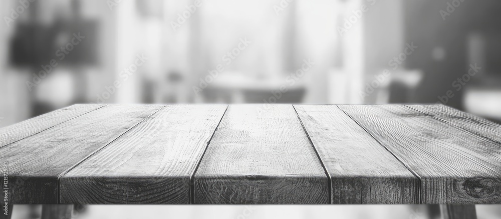 Aufkleber white wooden tabletop texture with soft blurred interior background creating an inviting mockup disp