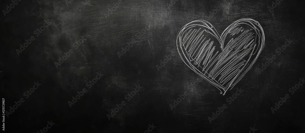 Aufkleber hand drawn heart on blackboard with blurred writing and empty space for text ideal for creative and 