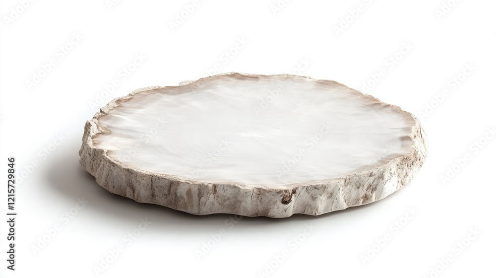 Aufkleber natural white wooden slice with textured edges isolated on clean white background for rustic decor o
