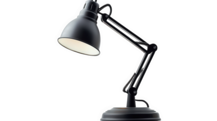 sleek. modern desk lamp with an adjustable arm and a rounded shade. designed to provide focused light for tasks such as reading or working its minimalist design and black finish make it suitable for v