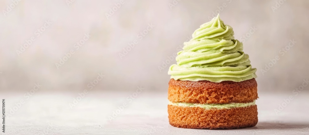 Aufkleber delicious carrot cake with vibrant green frosting isolated on a light gray background showcasing an 
