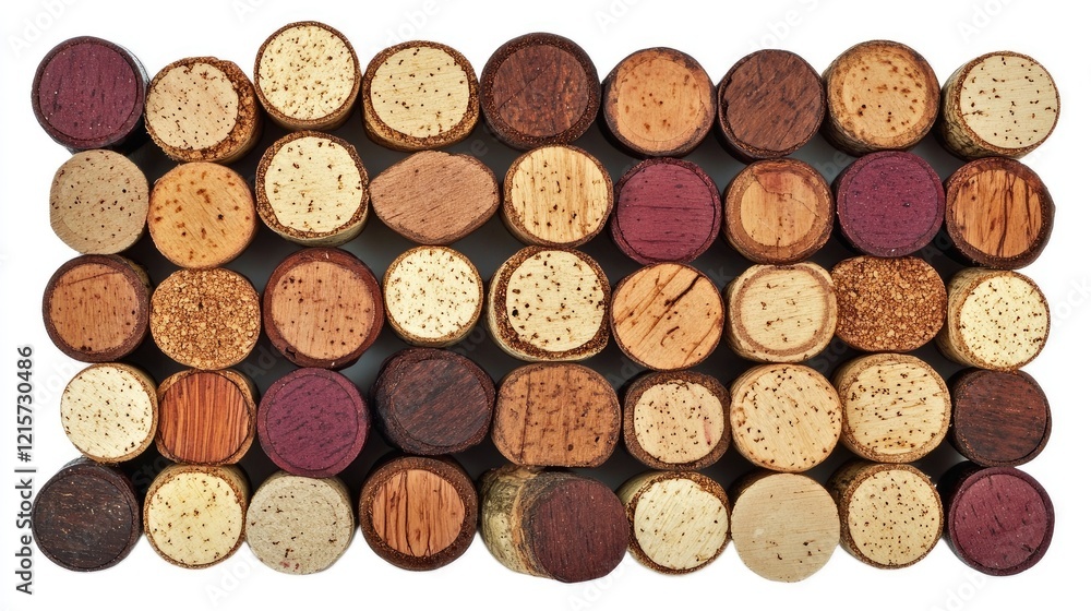 Aufkleber collection of assorted wine corks arranged in a pattern against a white background showcasing variou