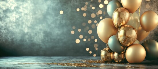 Elegant 50th Birthday Celebration with Stylish Balloons and Empty Copyspace for Personalized Text Ð¸Ð½ a Festive Atmosphere