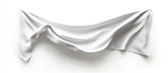 Blank waving fabric banner on white background for customizable advertising display with ample copyspace for text or logo insertion