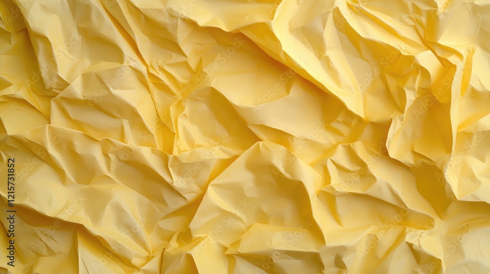 Aufkleber crumpled yellow textured paper background in soft focus ideal for artistic and design projects