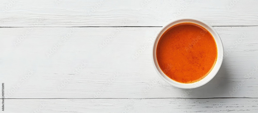 Poster carrot soup with cinnamon in a white bowl on a rustic white wooden surface featuring empty copy spac